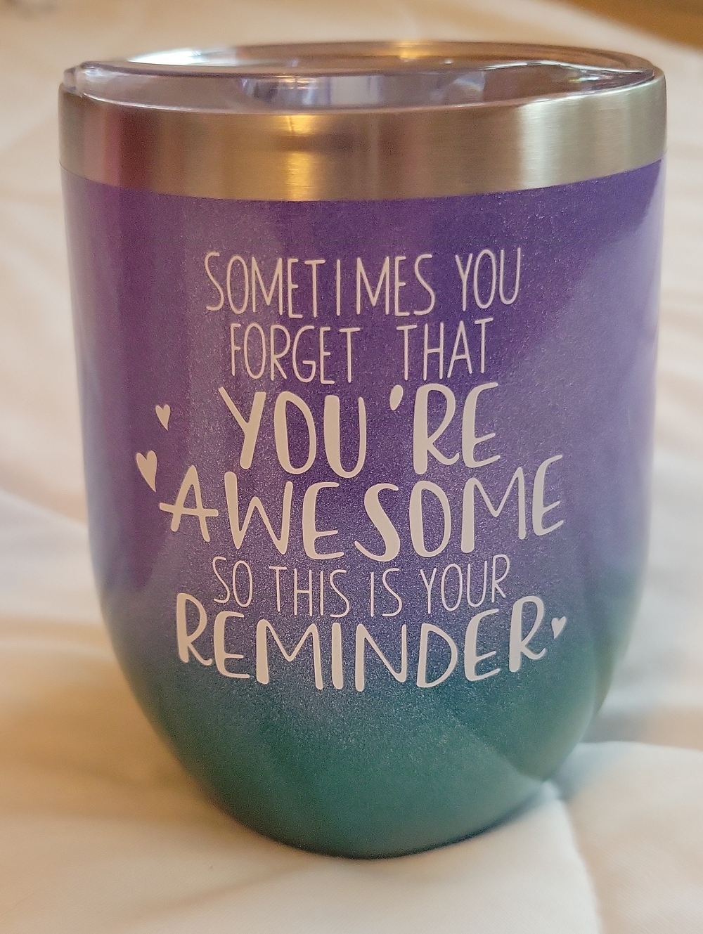 You’re Awesome Gradient Stainless Steel Travel Tumbler - Purple & Teal